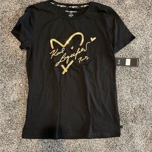 Karl Lagerfeld Paris Black Tee with Gold Sequin Heart